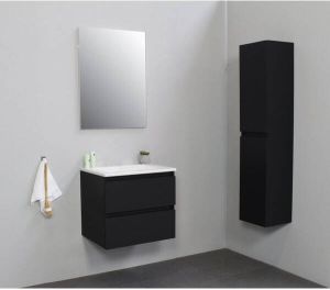 Adema Bella badmeubel met acryl wastafel zonder kraangat 60x55x46cm Zwart mat SWGA60MZA0