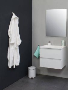 Adema Bella badmeubel met acryl wastafel zonder kraangat met spiegel 60x55x46cm Wit hoogglans SWGA60HWA0SP