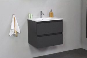 Adema Bella badmeubel met keramiek wastafel 1 kraangat 60x55x46cm Antraciet mat Flat Pack SWFP60MAP1