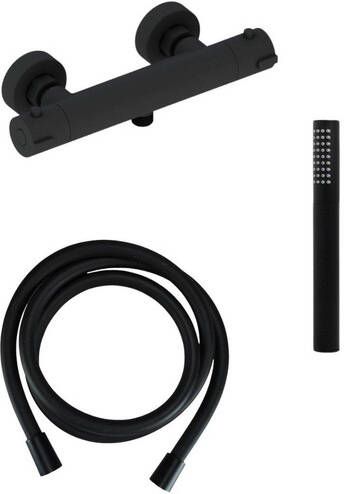 Adema Calypte thermostatische douchekraan met staafhanddouche zwart mat sw110885 sw158727 sw377839