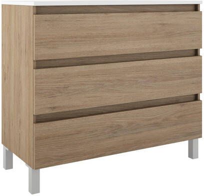 Adema Chaci PLUS Wastafelonderkast 100x86x46cm 3 lades Geintegreerde greep MFC eiken (hout) BOX_100_Canela