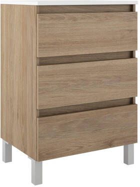 Adema Chaci PLUS Wastafelonderkast 60x86x46cm 3 lades Geintegreerde greep MFC eiken BOX_60_Canela