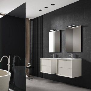 Adema Prime Core Badkamermeubelset 60x50x45cm 1 ovale keramische wasbak wit 1 kraangat 2 lades rechthoekige spiegel mat cotton (beige) SW892676 SW718716 SW724610