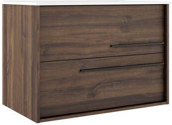 Adema Prime Essential Wastafelonderkast 79.5x55x45.5cm 2 lades Standaard greep MDF noten (hout) AQUA_80_Valenti