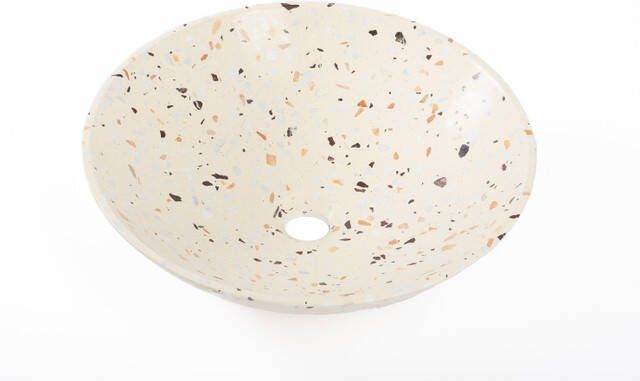 Adema Saniclass Waskom 42x42x12cm rond terrazzo mat beige Terrazzo 420x120 round