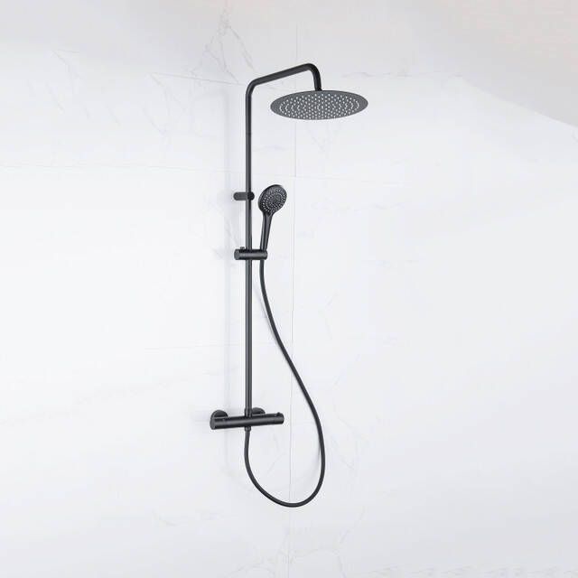 Adema Sparkle 2.0 regendoucheset thermostaat hoofddouche 30cm handdouche 3 standen zwart SW773199