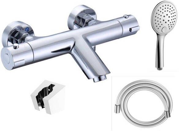 Adema Sparkle 2.0 thermostatische bad- douchekraan handdouche 3 standen met houder inclusief doucheslang chroom SW696250 SW496806 SW496819 SW496814