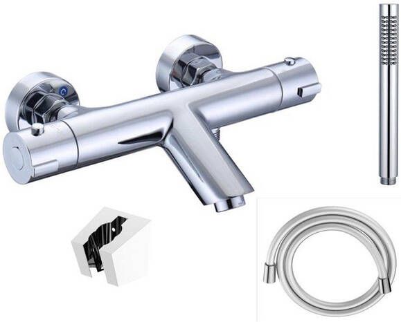 Adema Sparkle 2.0 thermostatische bad- douchekraan staafhanddouche en houder incl. doucheslang chroom SW696250 SW496806 SW496819 SW496810