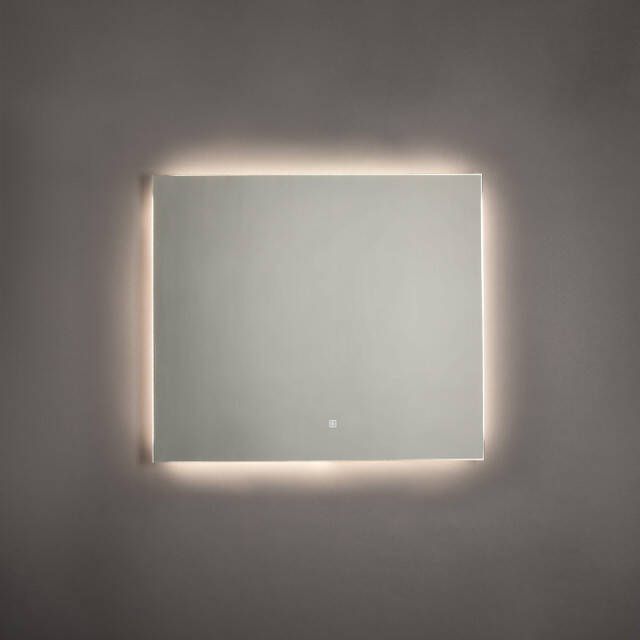 Adema Squared Badkamerspiegel 80x70cm indirecte LED verlichting touch schakelaar spiegelverwarming JG2112-8070