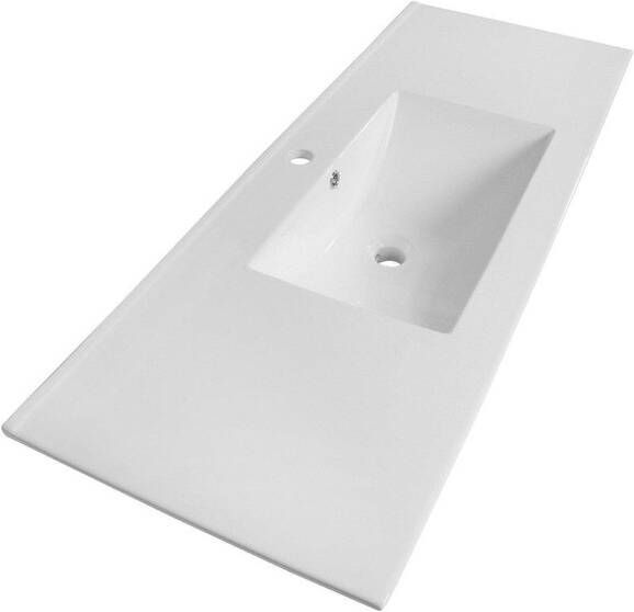 Adema Vygo meubelwastafel 121x2x46cm overloop 1 wasbak 1 kraangat keramiek wit 2120E Single