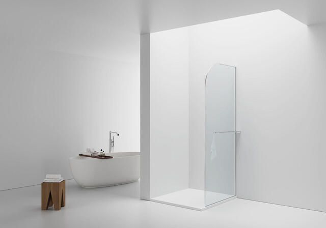 Aloni Douchewand 100x200cm afgeronde hoeken veiligheidsglas 6mm handdoekhouder chroom DW-100C