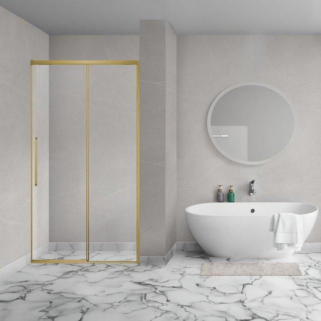 Aqua Vista Lokla Linea nisdeur 100x200cm incl. montageset geborsteld goud R-BYT-LC100-SCX - Foto 2