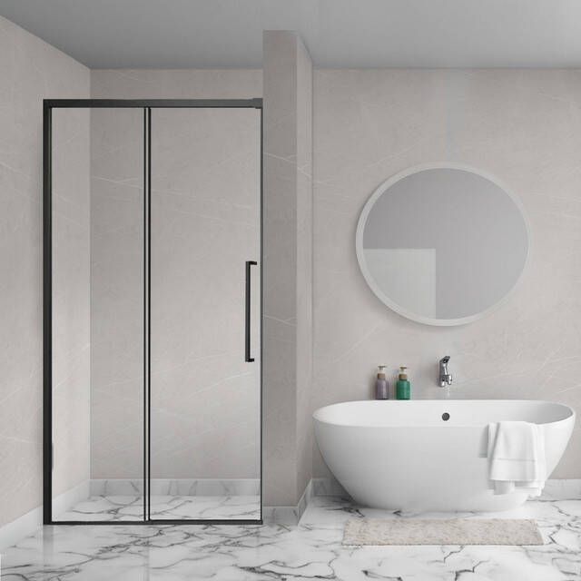 Aqua Vista Lokla Linea nisdeur 100x200cm incl. montageset zwart mat R-BE-LC100-SCX