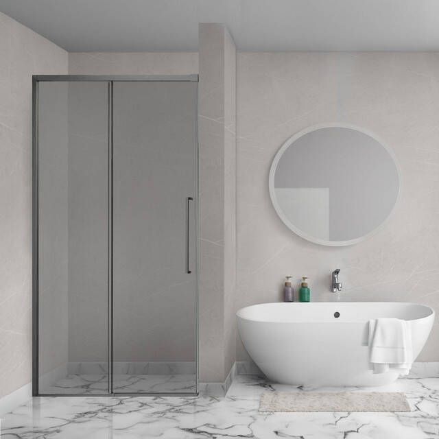 Aqua Vista Lokla Linea nisdeur 120x200cm incl. montageset champagne glas gunmetal R-GML-LC120-SG-SCX