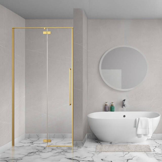 Aqua Vista Oria Linea nisdeur 100x200cm incl. montageset Geborsteld goud SW1186294 SW1186316