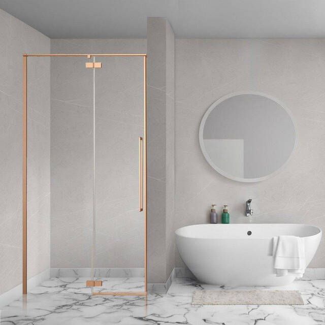 Aqua Vista Oria Linea nisdeur 100x200cm incl. montageset Geborsteld koper SW1186294 SW1186312