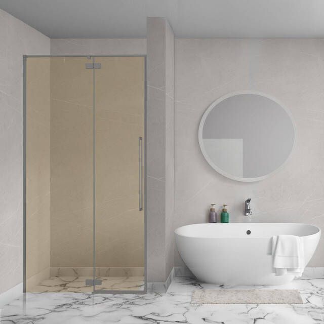 Aqua Vista Oria Linea nisdeur 80x200cm incl. montageset champagne glas Gunmetal SW1186313 SW1175905