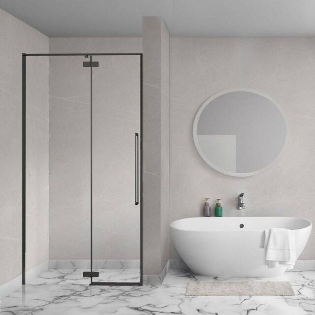 Aqua Vista Oria Linea nisdeur 80x200cm incl. montageset Mat zwart SW1186292 SW1175900