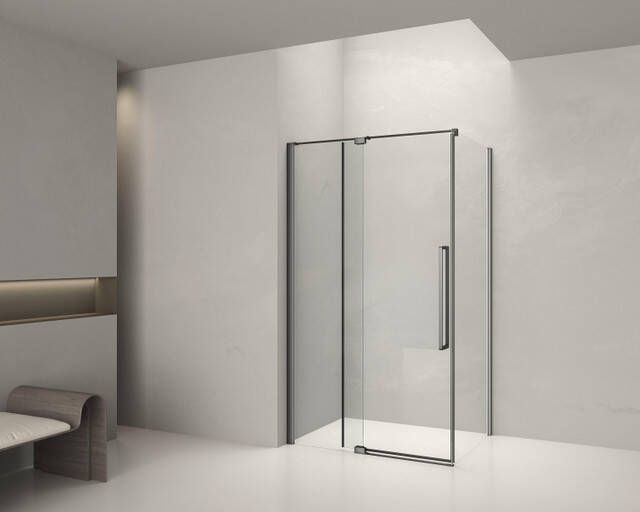 Aqua Vista Taviano Cuadra Zijwand 100x200cm incl. montageset mat zwart SW1209637 SW1209686