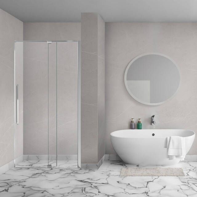 Aqua Vista Taviano Linea nisdeur 130x200cm incl. montageset chroom SW1209624 SW1209684