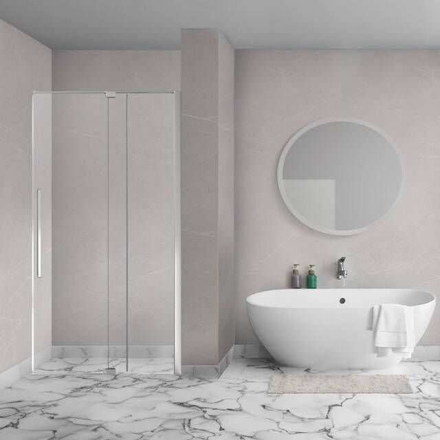 Aqua Vista Taviano Linea nisdeur 130x200cm incl. montageset geborsteld rvs SW1209624 SW1209677