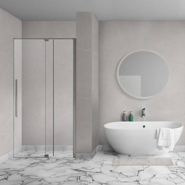 Aqua Vista Taviano Linea nisdeur 130x200cm incl. montageset gunmetal SW1209624 SW1209676