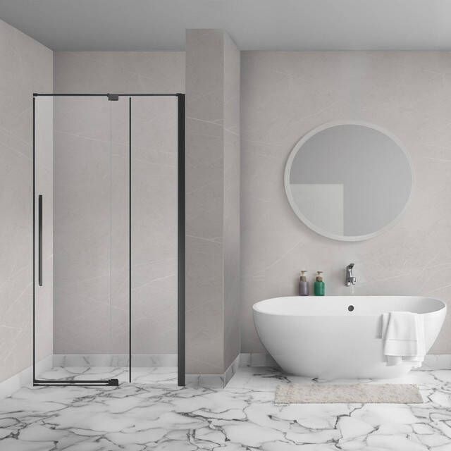 Aqua Vista Taviano Linea nisdeur 130x200cm incl. montageset mat zwart SW1209624 SW1209689