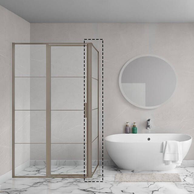 Aqua Vista Triple Zijwand 90x200 cm incl. wandbeugel helder glas Gunmetal (antraciet) R-GML-2120-80-FFF