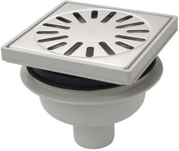 Aquaberg Doucheput ABS Vloerput met ABS Opzetstuk RVS Rooster Onderuitlaat 50 mm Verstelbaar 15x15 cm