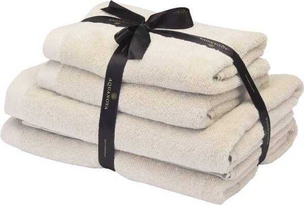 Aquanova Rio Handdoek bundel GOTS KATOEN 2x 50x100 + 2x 67x130 cm Birch (Off white) RIOBUS-806