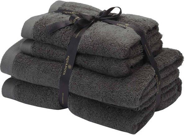 Aquanova Rio Handdoek bundel GOTS KATOEN 2x 50x100 + 2x 67x130 cm Dark Grey (donker grijs) RIOBUS-98
