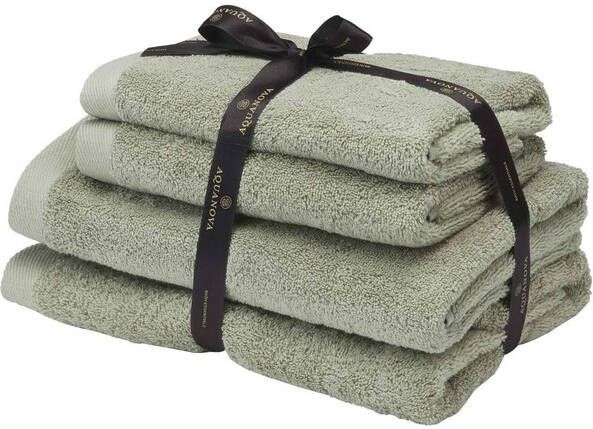 Aquanova Rio Handdoek bundel GOTS KATOEN 2x 50x100 + 2x 67x130 cm Thyme (groen) RIOBUS-293
