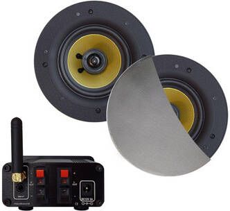 Aquasound Bluetooth Audio bluetooth audiosysteem (30 watt bt4.0 auto-aux) met rumba speakerset (mat chroom) 230v 12v BMN30EASY-RC