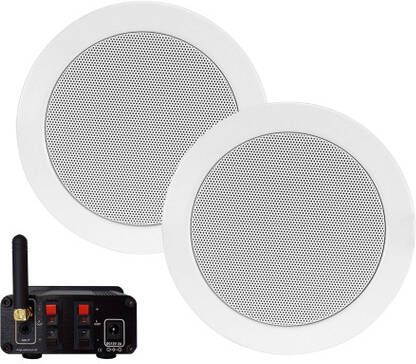 Aquasound Bluetooth Audio bluetooth audiosysteem (35 watt bt4.0 auto-aux) met twist speakerset (wit) 230v 12v BMN35EASY-TW