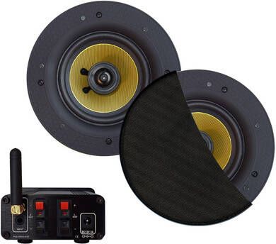 Aquasound Bluetooth Audio bluetooth audiosysteem (50 watt bt4.0 auto-aux) met samba speakerset (mat zwart) 230v 12v BMN50EASY-SZ
