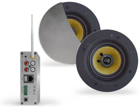 Aquasound Samba Wifi-Audio Versterker Airplay + DLNA 50W Inclusief Speakerset 20.5cm chroom mat wma50-sc
