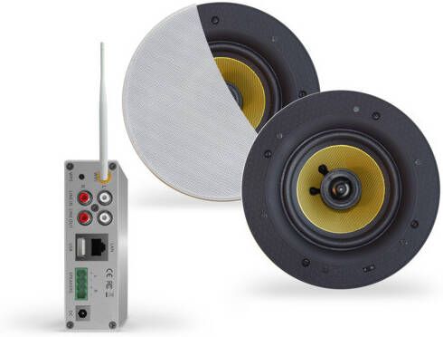 Aquasound Samba Wifi-Audio Versterker Airplay + DLNA 50W Inclusief Speakerset 20.5cm wit wma50-sw