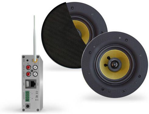 Aquasound Samba Wifi-Audio Versterker Airplay + DLNA 50W Inclusief Speakerset 20.5cm zwart mat wma50-sz