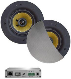 Aquasound WiFi Audio wifi-audiosysteem (airplay dlna) 30 watt incl rumba speakers mat chroom (116 mm) . 230v 12v lan wlan WMA30-RC