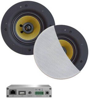 Aquasound WiFi Audio wifi-audiosysteem (airplay dlna) 30 watt incl rumba speakers wit (116 mm) . 230v 12v lan wlan WMA30-RW