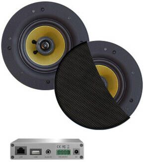 Aquasound WiFi Audio wifi-audiosysteem (airplay dlna) 30 watt incl rumba speakers zwart (116 mm) . 230v 12v lan wlan WMA30-RZ