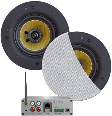 Aquasound WiFi Audio wifi-audiosysteem (airplay dlna) 70 watt incl zumba speakers wit (230 mm) . 230v 24v lan wlan WMA70-ZW