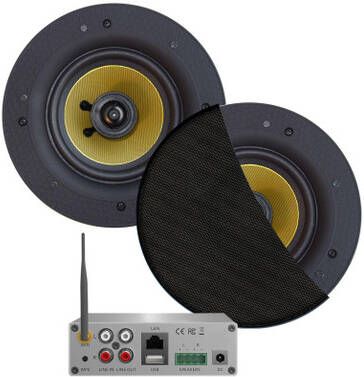 Aquasound WiFi Audio wifi-audiosysteem (airplay dlna) 70 watt incl zumba speakers zwart (230 mm) . 230v 24v lan wlan WMA70-ZZ