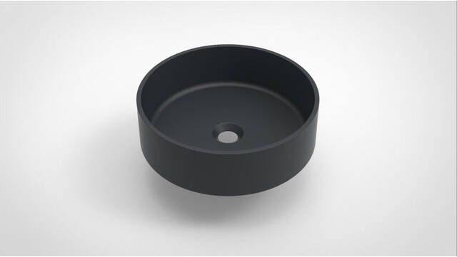 Arcqua Case waskom 40x40cm Rond Cast marble Antraciet Mat WAS461630