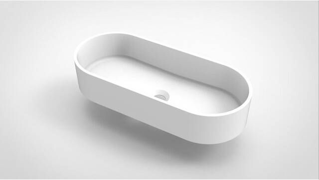 Arcqua Case waskom 60x26cm Ovaal Cast marble Wit Mat WAS116065