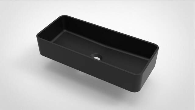 Arcqua Case waskom 60x26cm Rechthoek Cast marble Zwart Mat WAS123550