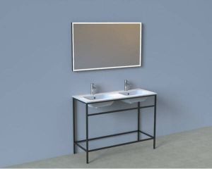 Arcqua Frame badmeubelset 101x46cm 1 kraangat 1 wasbak met spiegel cast marble glans wit SAM000033
