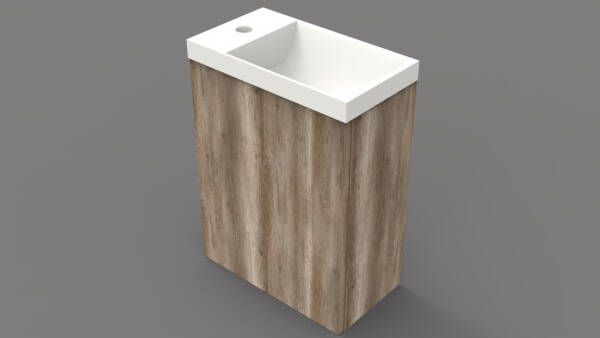 Arcqua Luna Fonteinset 54.3x39.7x21.8cm Canyon Oak met marble fontein zonder overloop mat wit FNK415987