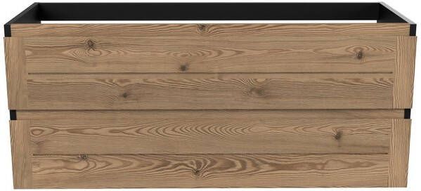 Arcqua Nature wastafelonderkast 119.5x45.9cm met softclose Greeploos 2 lades hout met melamine afwerking fronten echt eiken mat zwart ONK173645