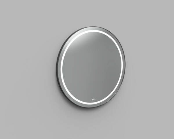 Arcqua Reflect spiegel two rond 100cm LED aluminium omlijsting mat zwart SPI121312